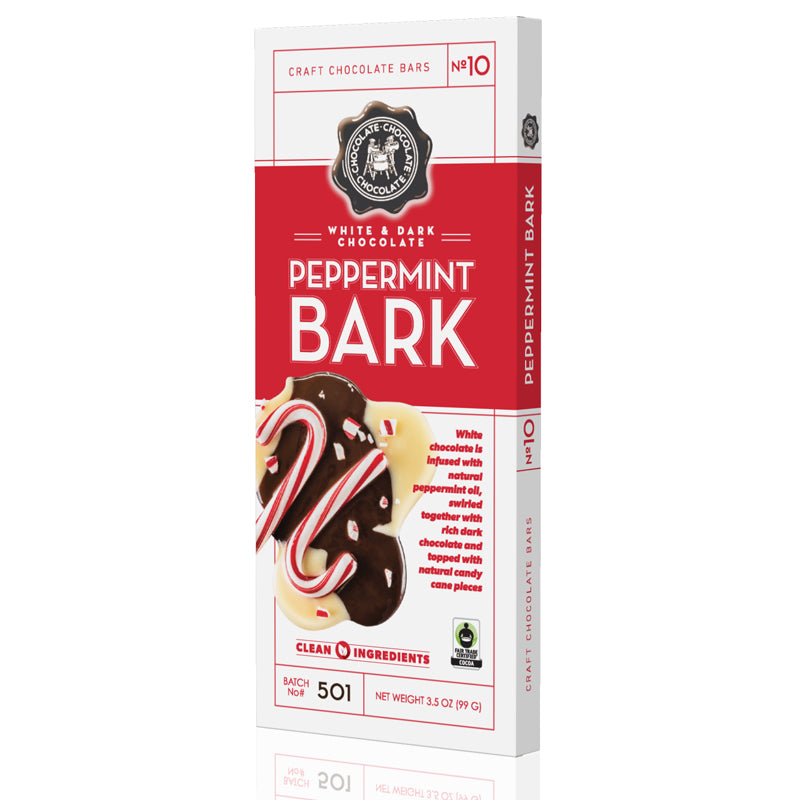 NO 10 White/Dark Peppermint Bark Bar 3.5 OZ Chocolate Chocolate